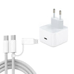 A3365 PD40W USB-C / Typ-C Ladegerät mit Typ-C zu Typ-C / 8 Pin Datenkabel, EU Stecker, EU Stecker + 1m 2-in-1 Kabel