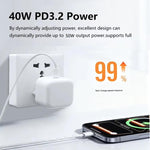 A3365 PD40W USB-C / Typ-C Ladegerät mit Typ-C auf Typ-C Datenkabel, UK Stecker, UK Stecker + 1m Typ-C Kabel, UK Stecker + 2m Typ-C Kabel