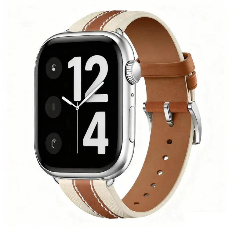 Genuine Leather Color Blocked Saddle Watch Band, For Apple Watch 46mm / 49mm / 45mm / 44mm, For Apple Watch 42mm / 41mm / 40mm / 38mm