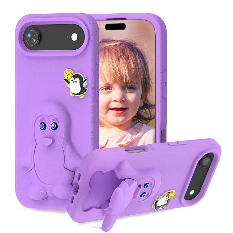 Pinguin Baby EVA stoßfeste Handyhülle mit Halterung, Für iPhone 17 Pro Max, Für iPhone 17 Pro, Für iPhone 17, Für iPhone Air, Für iPhone 16 Pro Max, Für iPhone 16 Pro, Für iPhone 16, Für iPhone 15 Pro Max