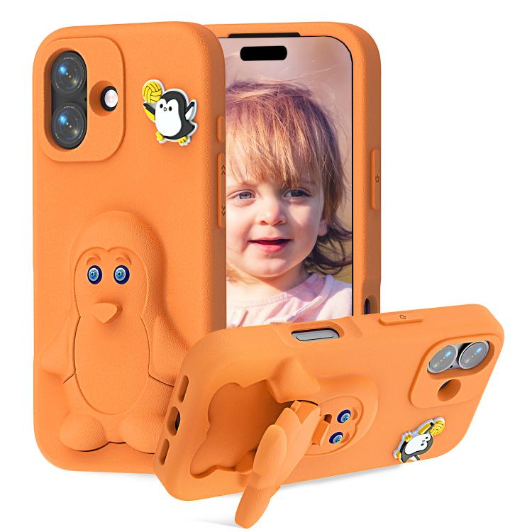Pinguin Baby EVA stoßfeste Handyhülle mit Halterung, Für iPhone 17 Pro Max, Für iPhone 17 Pro, Für iPhone 17, Für iPhone Air, Für iPhone 16 Pro Max, Für iPhone 16 Pro, Für iPhone 16, Für iPhone 15 Pro Max
