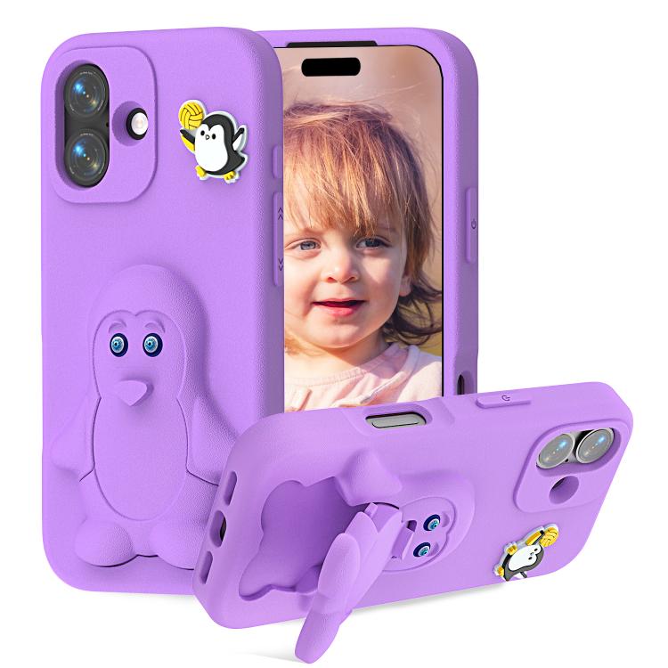 Pinguin Baby EVA stoßfeste Handyhülle mit Halterung, Für iPhone 17 Pro Max, Für iPhone 17 Pro, Für iPhone 17, Für iPhone Air, Für iPhone 16 Pro Max, Für iPhone 16 Pro, Für iPhone 16, Für iPhone 15 Pro Max