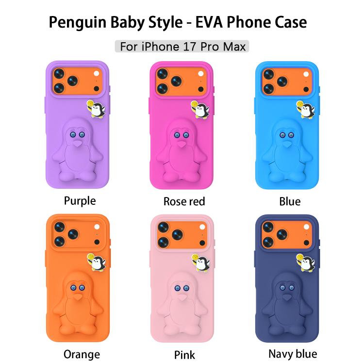 Pinguin Baby EVA stoßfeste Handyhülle mit Halterung, Für iPhone 17 Pro Max, Für iPhone 17 Pro, Für iPhone 17, Für iPhone Air, Für iPhone 16 Pro Max, Für iPhone 16 Pro, Für iPhone 16, Für iPhone 15 Pro Max