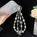 Schmetterling Traum Perlenflüstern Irisierender Doppel-Lagen Handy-Kette, Kristall Stil, Perlen Stil