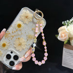 Elegante Kürbis Bambus Jade Perlen Telefonkette, Rosa, Weiß, Grün