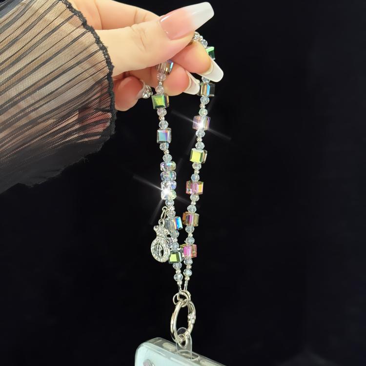Prosperous Lucky Money Bag Cube Sugar Crystal Phone Chain, Pink, Purple