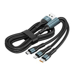 ENKAY 3-in-1 120W USB zu 8 Pin / Type-C / Micro USB Nylon geflochtenes Schnellladekabel, Länge: 1,2m, ENK-CB184