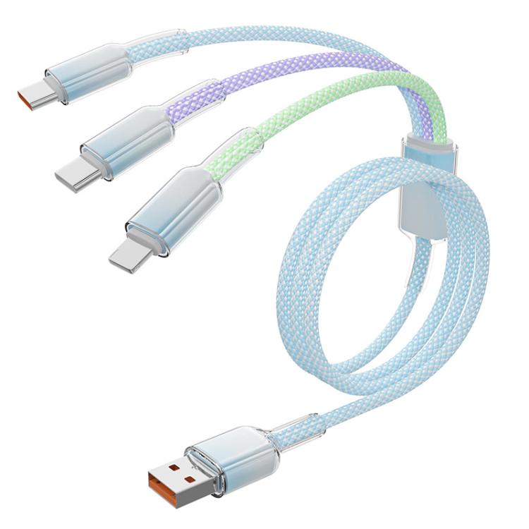 ENKAY 120W USB zu Dual Type-C ＆ 8 Pin Nylon geflochtenes Schnellladekabel, Länge: 1,2m, ENK-CB185