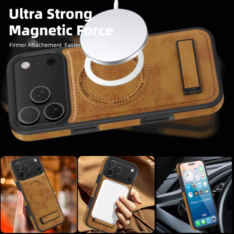 Multifunktionale Halterung MagSafe PU Handyhülle, Für iPhone 17 Pro Max, Für iPhone 17 Pro, Für iPhone 17, Für iPhone Air