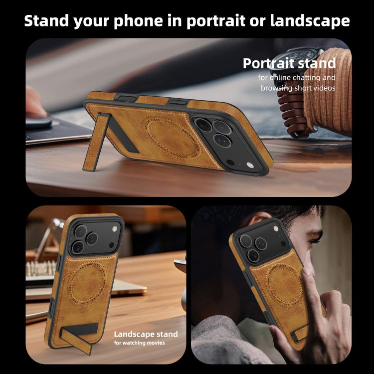 Multifunktionale Halterung MagSafe PU Handyhülle, Für iPhone 17 Pro Max, Für iPhone 17 Pro, Für iPhone 17, Für iPhone Air