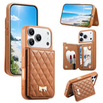 Spiegel, rautenförmige Textur, Metallschleife, veganes Leder, Kartenfach, Handyhülle, für iPhone 17 Pro Max, für iPhone 17 Pro, für iPhone 17, für iPhone 16 Pro Max, für iPhone 16 Pro, für iPhone 16 Plus, für iPhone 16