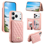 Spiegel, rautenförmige Textur, Metallschleife, veganes Leder, Kartenfach, Handyhülle, für iPhone 17 Pro Max, für iPhone 17 Pro, für iPhone 17, für iPhone 16 Pro Max, für iPhone 16 Pro, für iPhone 16 Plus, für iPhone 16