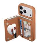 Spiegel, rautenförmige Textur, Metallschleife, veganes Leder, Kartenfach, Handyhülle, für iPhone 17 Pro Max, für iPhone 17 Pro, für iPhone 17, für iPhone 16 Pro Max, für iPhone 16 Pro, für iPhone 16 Plus, für iPhone 16