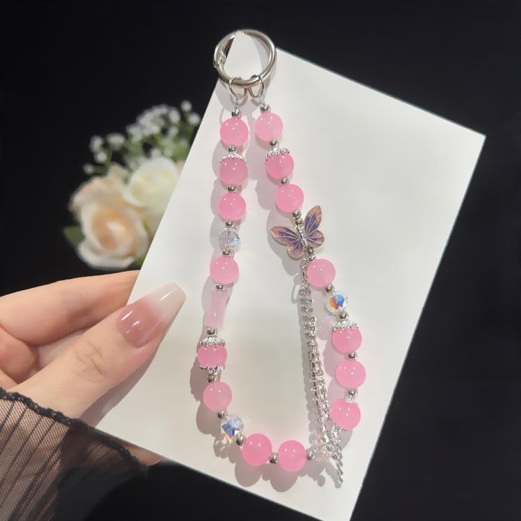 Perlen- und Schmetterlingsbohrung Baumwollarmband, Pink, Grün