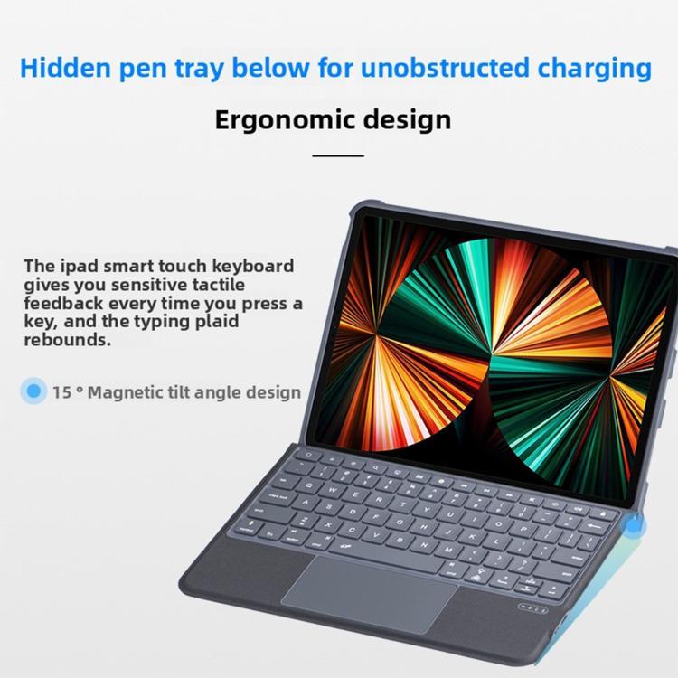 Geteilte Bluetooth-Hintergrundbeleuchtete Tastatur Magnetische Vier-Ecken-Airbag-Schutzhülle, Für iPad Air 13 2025 / 2024 / Pro 12,9