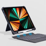 Geteilte Bluetooth-Hintergrundbeleuchtete Tastatur Magnetische Vier-Ecken-Airbag-Schutzhülle, Für iPad Air 13 2025 / 2024 / Pro 12,9