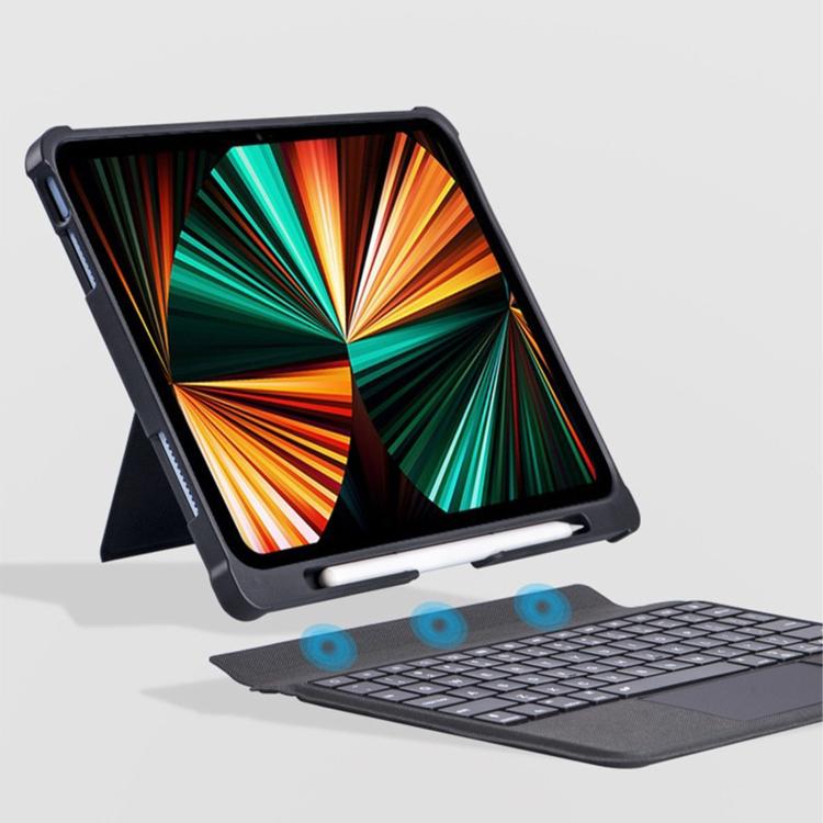 Geteilte Bluetooth-Hintergrundbeleuchtete Tastatur Magnetische Vier-Ecken-Airbag-Schutzhülle, Für iPad Air 13 2025 / 2024 / Pro 12,9