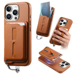 Detachable Magnetic Card Bag Phone Case with Finger Ring Grip & Anti-loss Rope, For iPhone 14, For iPhone 14 Pro, For iPhone 14 Pro Max