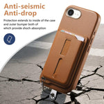 Detachable Magnetic Card Bag Phone Case with Finger Ring Grip & Anti-loss Rope, For iPhone 17e / 16e, For iPhone 17 Pro Max, For iPhone 17 Pro, For iPhone 17, For iPhone Air, For iPhone 16 Plus