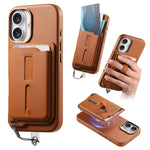 Detachable Magnetic Card Bag Phone Case with Finger Ring Grip & Anti-loss Rope, For iPhone 17e / 16e, For iPhone 17 Pro Max, For iPhone 17 Pro, For iPhone 17, For iPhone Air, For iPhone 16 Plus