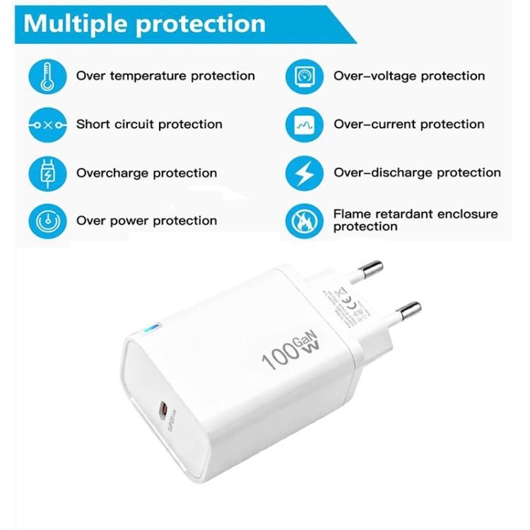 TE-PD46 GaN 100W PD 45W Voll kompatibles Protokoll-Ladegerät, EU Stecker