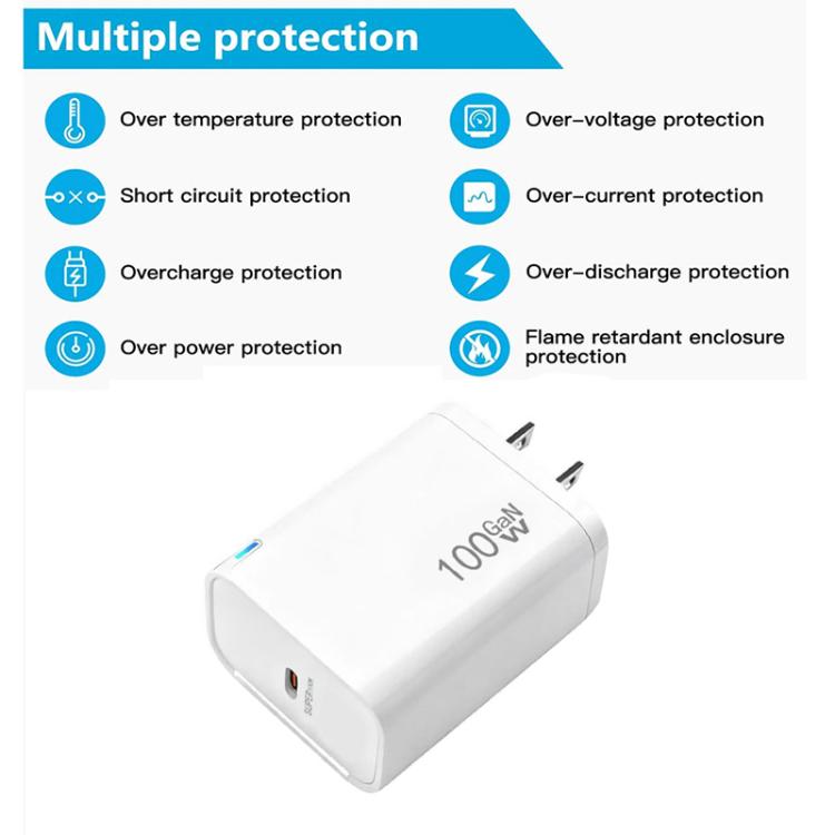 TE-PD46 GaN 100W PD 45W Voll kompatibles Ladegerät mit Typ-C auf Typ-C Datenkabel, US-Stecker