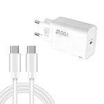 TE-PD46 GaN 100W PD 45W Voll kompatibles Ladegerät mit Typ-C auf Typ-C Datenkabel, EU-Stecker