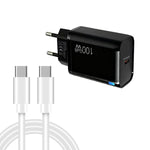 TE-PD46 GaN 100W PD 45W Voll kompatibles Ladegerät mit Typ-C auf Typ-C Datenkabel, EU-Stecker