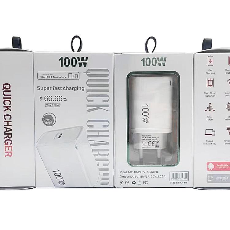 TE-PD46 GaN 100W PD 45W Voll kompatibles Ladegerät mit Typ-C auf Typ-C Datenkabel, EU-Stecker