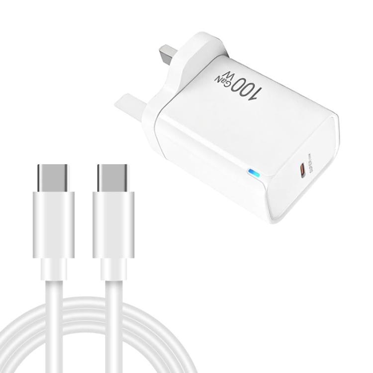 TE-PD46 GaN 100W PD 45W voll kompatibles Ladegerät mit Typ-C auf Typ-C Datenkabel, UK-Stecker