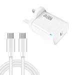 TE-PD46 GaN 100W PD 45W voll kompatibles Ladegerät mit Typ-C auf Typ-C Datenkabel, UK-Stecker