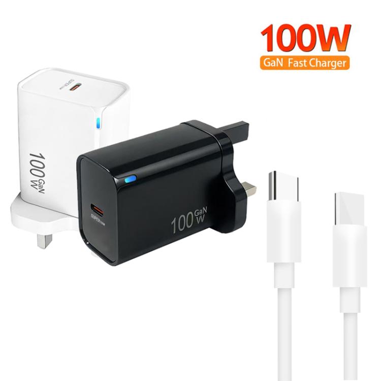 TE-PD46 GaN 100W PD 45W voll kompatibles Ladegerät mit Typ-C auf Typ-C Datenkabel, UK-Stecker