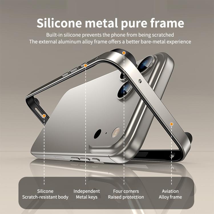 Metal Hybrid Silicone Four-Corner Shockproof Cooling Phone Frame Case, For iPhone 17 Pro Max, For iPhone 17 Pro, For iPhone 17, For iPhone Air