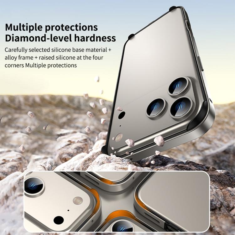 Metal Hybrid Silicone Four-Corner Shockproof Cooling Phone Frame Case, For iPhone 15 Pro Max, For iPhone 15 Pro, For iPhone 15 Plus, For iPhone 15