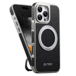 Suteni G6 Crazy Horse Struktur Elektroplattierte 360-Grad-Drehhalter Magnetische Handyhülle, Für iPhone 13 Pro Max, Für iPhone 13 Pro