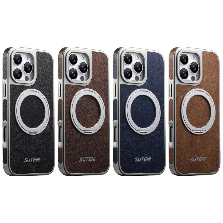 Suteni G6 Crazy Horse Struktur Elektroplattierte 360-Grad-Drehhalter Magnetische Handyhülle, Für iPhone 13 Pro Max, Für iPhone 13 Pro