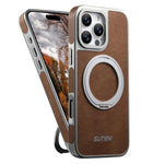 Suteni G6 Crazy Horse Struktur Elektroplattierte 360-Grad-Drehhalter Magnetische Handyhülle, Für iPhone 13 Pro Max, Für iPhone 13 Pro