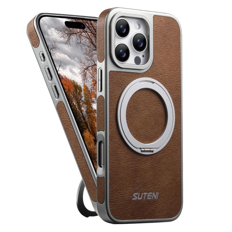 Suteni G6 Crazy Horse Struktur Elektroplattierte 360-Grad-Drehhalter Magnetische Handyhülle, Für iPhone 13 Pro Max, Für iPhone 13 Pro