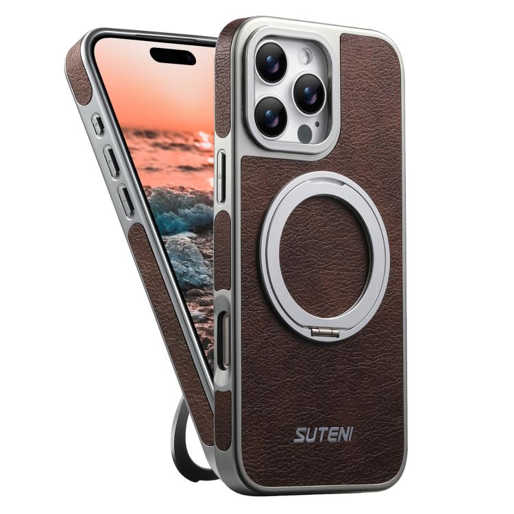 Suteni G6 Crazy Horse Struktur Elektroplattierte 360-Grad-Drehhalter Magnetische Handyhülle, Für iPhone 13 Pro Max, Für iPhone 13 Pro