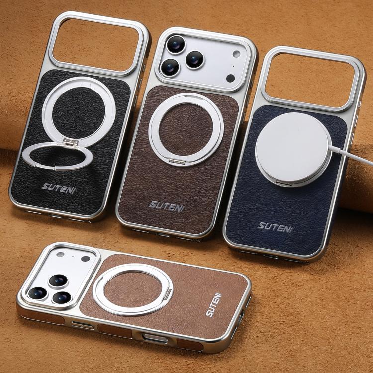 Suteni G6 Crazy Horse Struktur Elektroplattierte 360-Grad-Drehhalter Magnetische Handyhülle, Für iPhone 13 Pro Max, Für iPhone 13 Pro