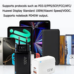 PD47 100W GaN PD Type-C, QC3.0 USB Voll kompatibles Protokoll Ladegerät, US-Stecker, US-Stecker