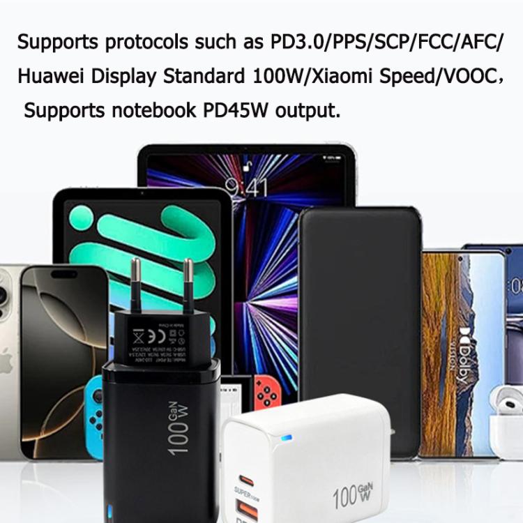 PD47 100W GaN PD Type-C, QC3.0 USB Voll kompatibles Protokoll Ladegerät, US-Stecker, US-Stecker