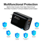 PD47 100W GaN PD Type-C, QC3.0 USB Voll kompatibles Protokoll Ladegerät, US-Stecker, US-Stecker