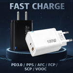 PD47 100W GaN PD Type-C, QC3.0 USB Voll kompatibles Protokoll Ladegerät, EU-Stecker, EU-Stecker