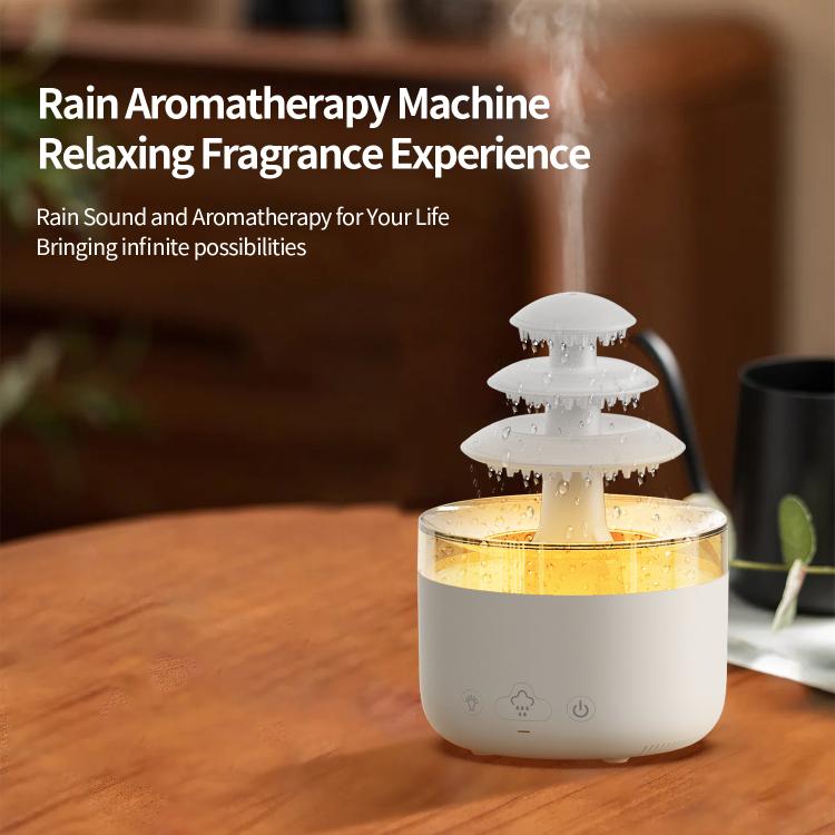 Dreifarbige Lichter Ultraschall Luftbefeuchter Wolkenregen Aromatherapie Diffusor, Wolkenregen