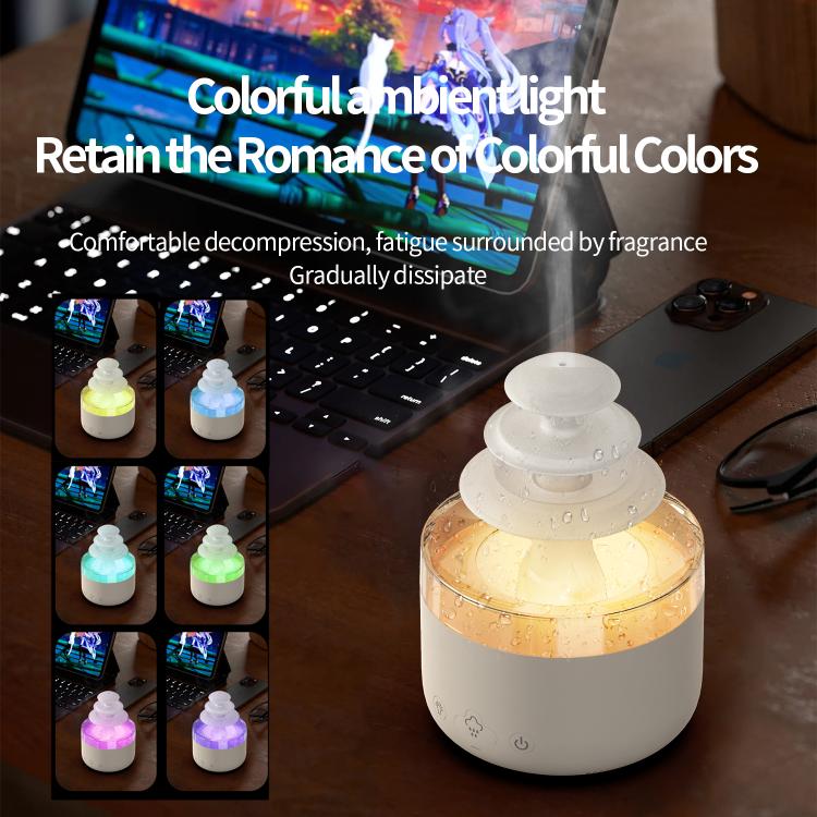 Dreifarbige Lichter Ultraschall Luftbefeuchter Wolkenregen Aromatherapie Diffusor, Wolkenregen