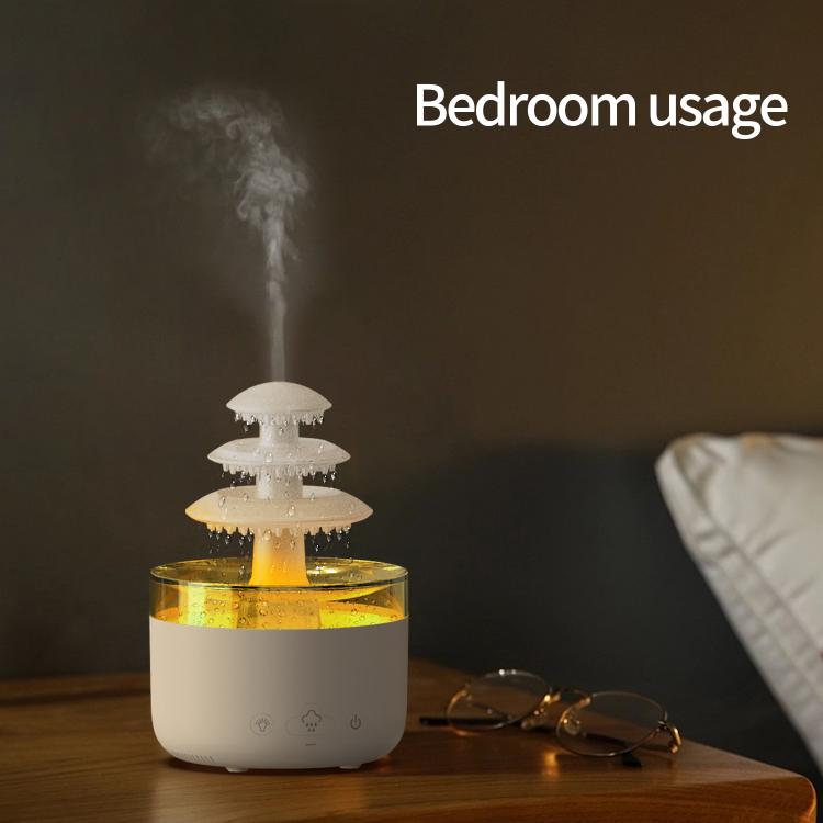 Dreifarbige Lichter Ultraschall Luftbefeuchter Wolkenregen Aromatherapie Diffusor, Wolkenregen