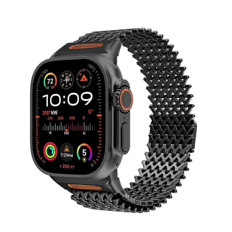 Long-skeleton W-Type Magnetic Stainless Steel Watch Band, For Apple Watch 46mm / 49mm / 45mm / 44mm