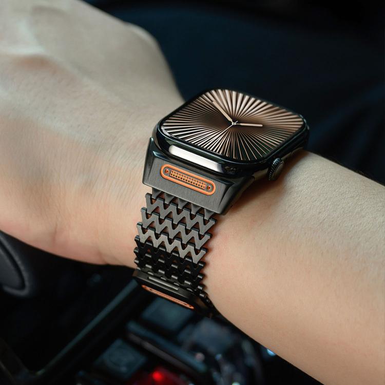 Long-skeleton W-Type Magnetic Stainless Steel Watch Band, For Apple Watch 46mm / 49mm / 45mm / 44mm