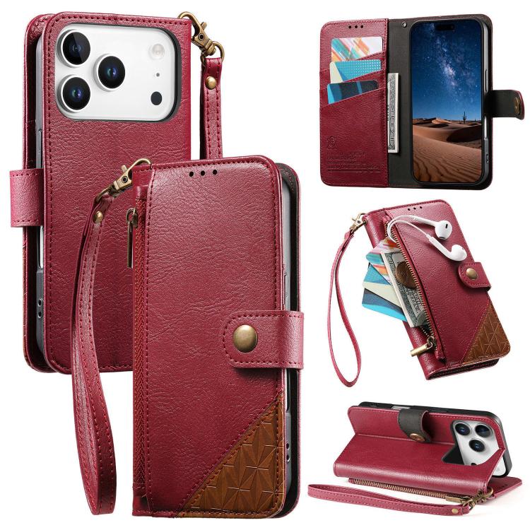 Zusammengesetzte Reißverschluss Geldbörse Veganes Leder Handyhülle mit Trageschlaufe, Für iPhone 17 Pro Max, Für iPhone 17 Pro, Für iPhone 17, Für iPhone Air, Für iPhone 16 Pro Max, Für iPhone 16 Pro, Für iPhone 16 Plus, Für iPhone 16